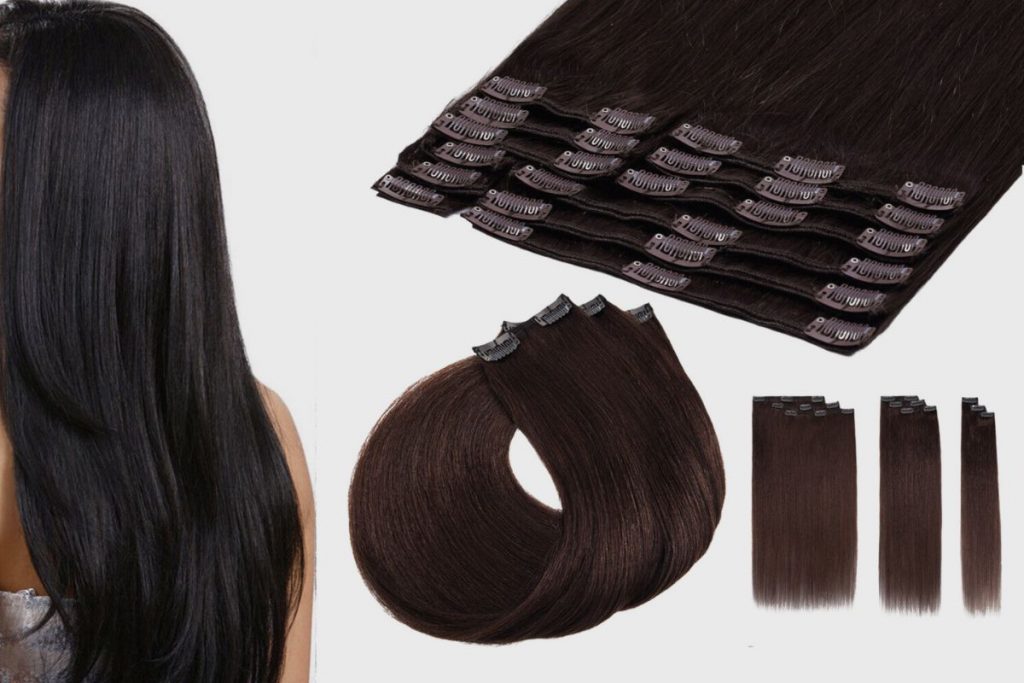 Thick clip-in hair extensions
