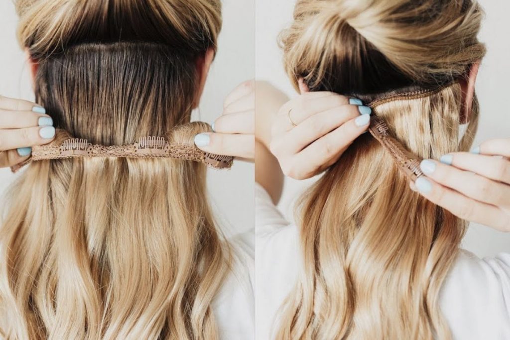 steps to put in your 9-piece clip-in hair extensions