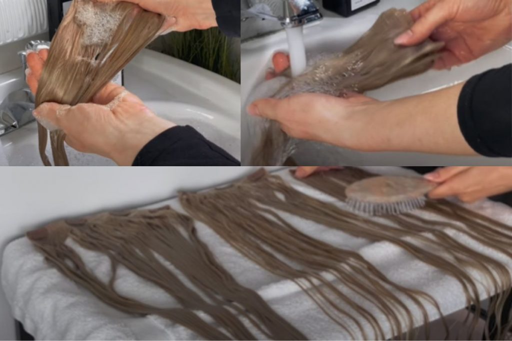 steps to take in washing clip in hair extensions